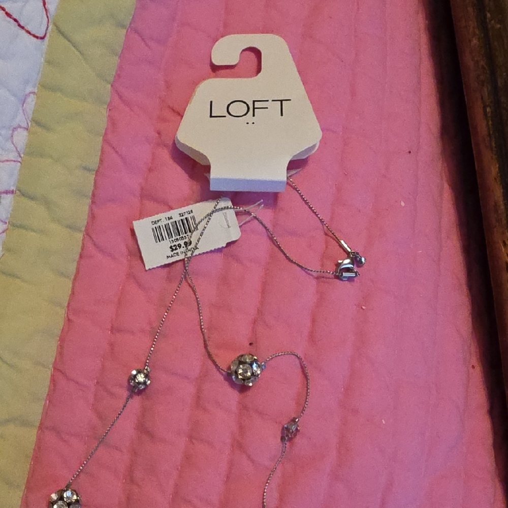 LOFT Silver-Tone Necklace with Sparkling Bead Accents